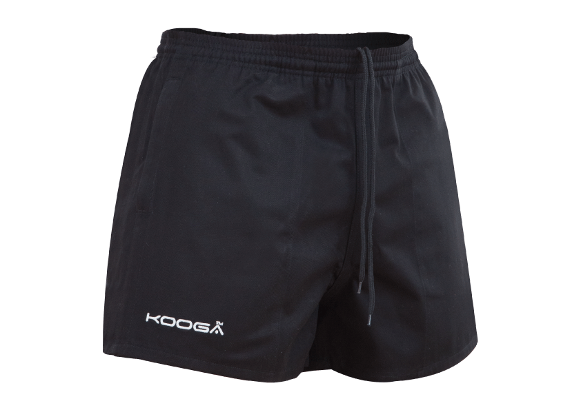 KOOGA MENS MURRAYFIELD COTTON RUGBY PLAYING/TRAINING/LEISURE SHORTS-BLACK