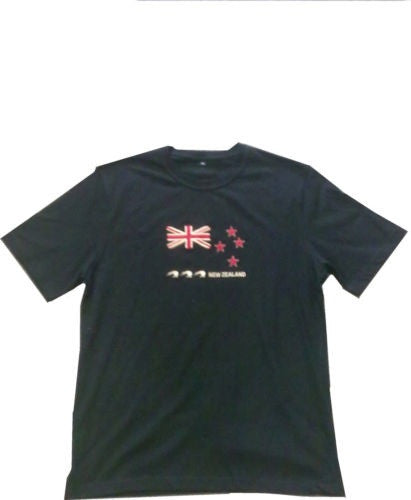 HAKA NEW ZEALAND FLAG RUGBY MEN'S TEE SHIRT-BLACK