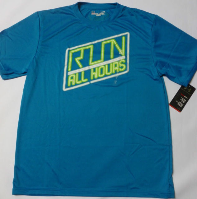 UNDER ARMOUR ALL HOURS HEATGEAR S/S RUNNING TEE-ROYAL