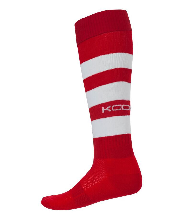 KOOGA MENS TEAMWEAR ESSENTIAL HOOPED RED/WHITE MATCH SOCKS