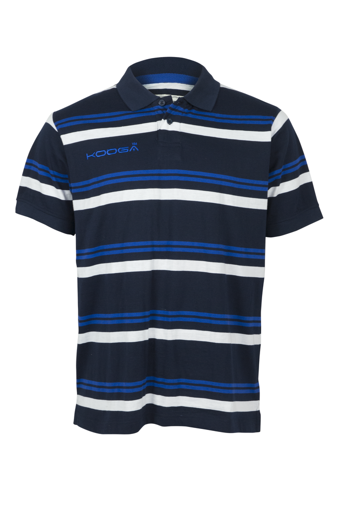 KOOGA YARN DYED MENS TEAMWEAR/OFF FIELD STRIPE RUGBY POLO NAVY