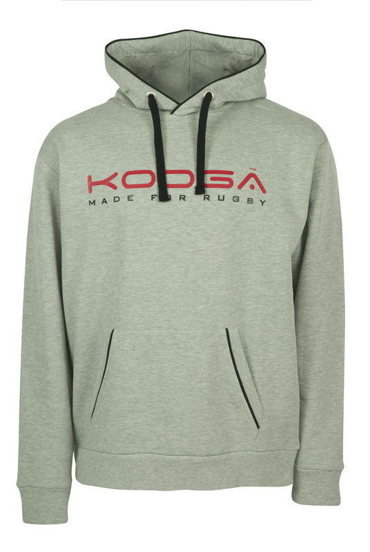 KOOGA LARGE LOGO MENS TRAINING/OFF FIELD PIPED RUGBY HOODY GREY/RED