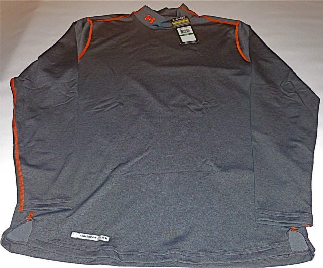 UNDER ARMOUR COLDGEAR L/S COMPRESSION BASELAYER MOCK-CHARCOAL/RUST