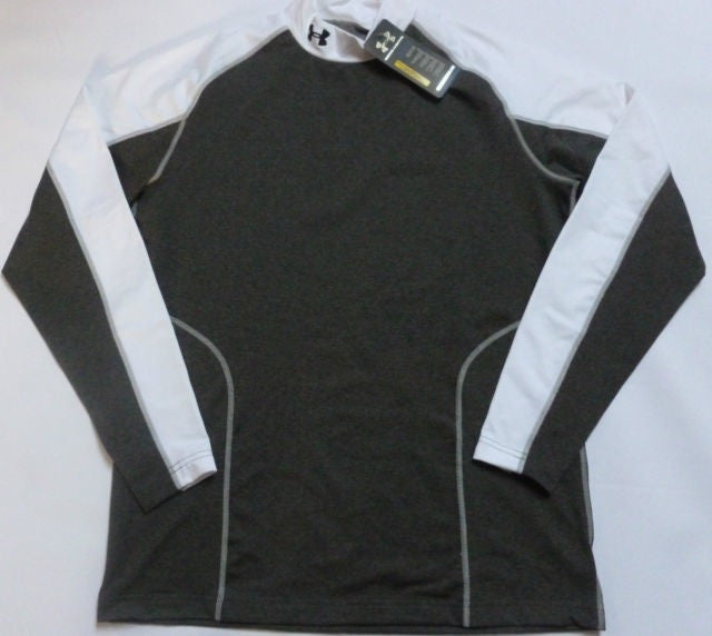 UNDER ARMOUR COLDGEAR MOCK RUGBY/TRAINING BASELAYER-CHARCOAL/WHITE