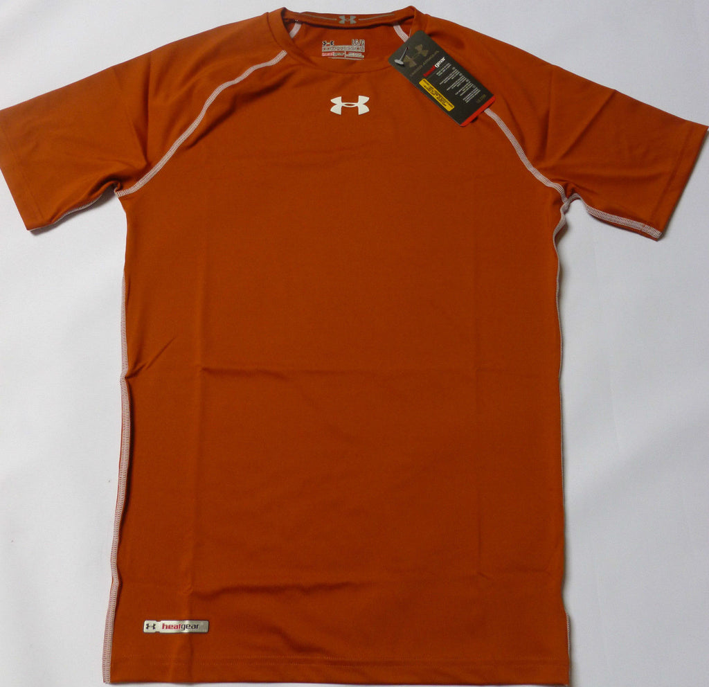 UNDER ARMOUR RUGBY/TRAINING SONIC HG COMPRESSION HEATGEAR S/S TOP-RUST-LARGE