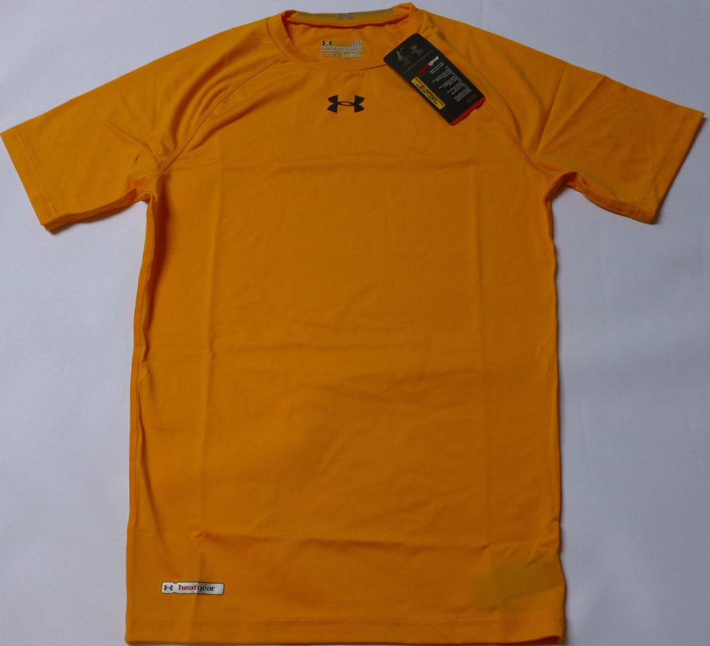 UNDER ARMOUR RUGBY/TRAINING SONIC HG COMPRESSION HEATGEAR S/S TOP-GOLD-LARGE