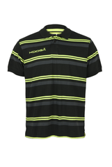 KOOGA YARN DYED MENS TEAMWEAR/OFF FIELD STRIPE RUGBY POLO BLACK/VOLT