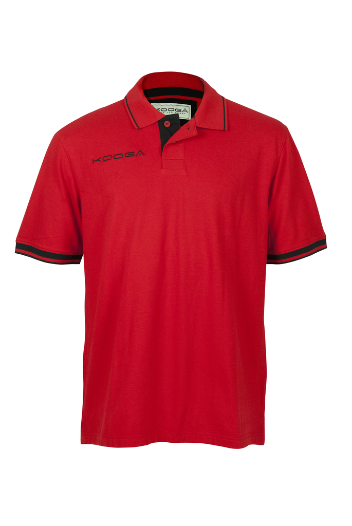KOOGA CONTRAST CUFF MENS TEAMWEAR/OFF FIELD PIQUE RUGBY POLO F1 RED